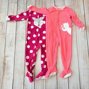 Set of 2 - Girls 3T - Carter's - Fleece Footed Pajamas